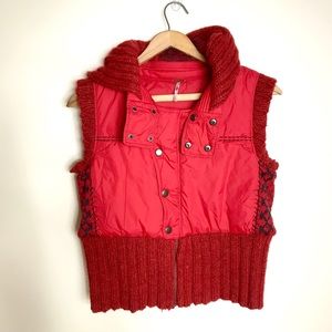 Free People red vest with knit hood
